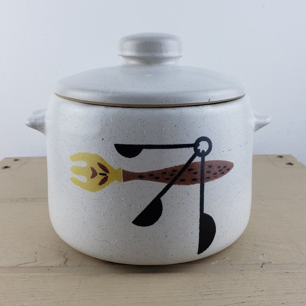 Vtg West Bend 2 Qt Stoneware Crock Bean Pot w/Lid